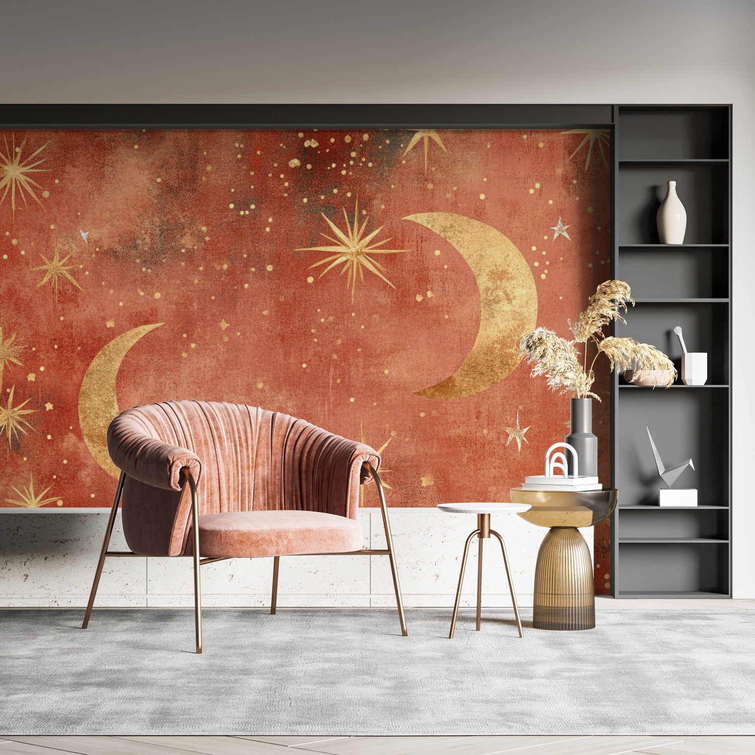 Papier peint terracotta oriental lunes et etoiles pano mural