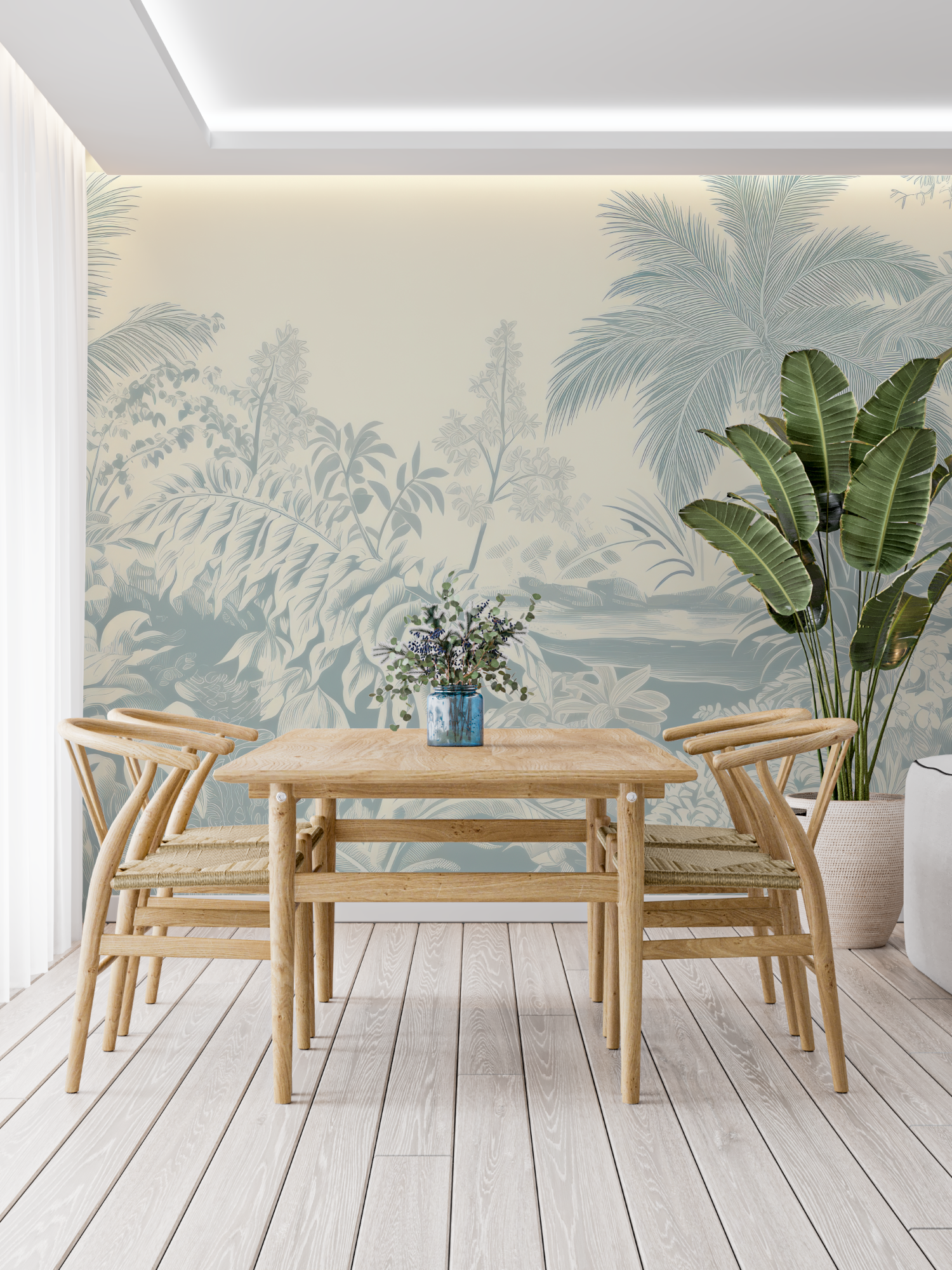 Papier Peint Toile De Jouy Fleuri - francais