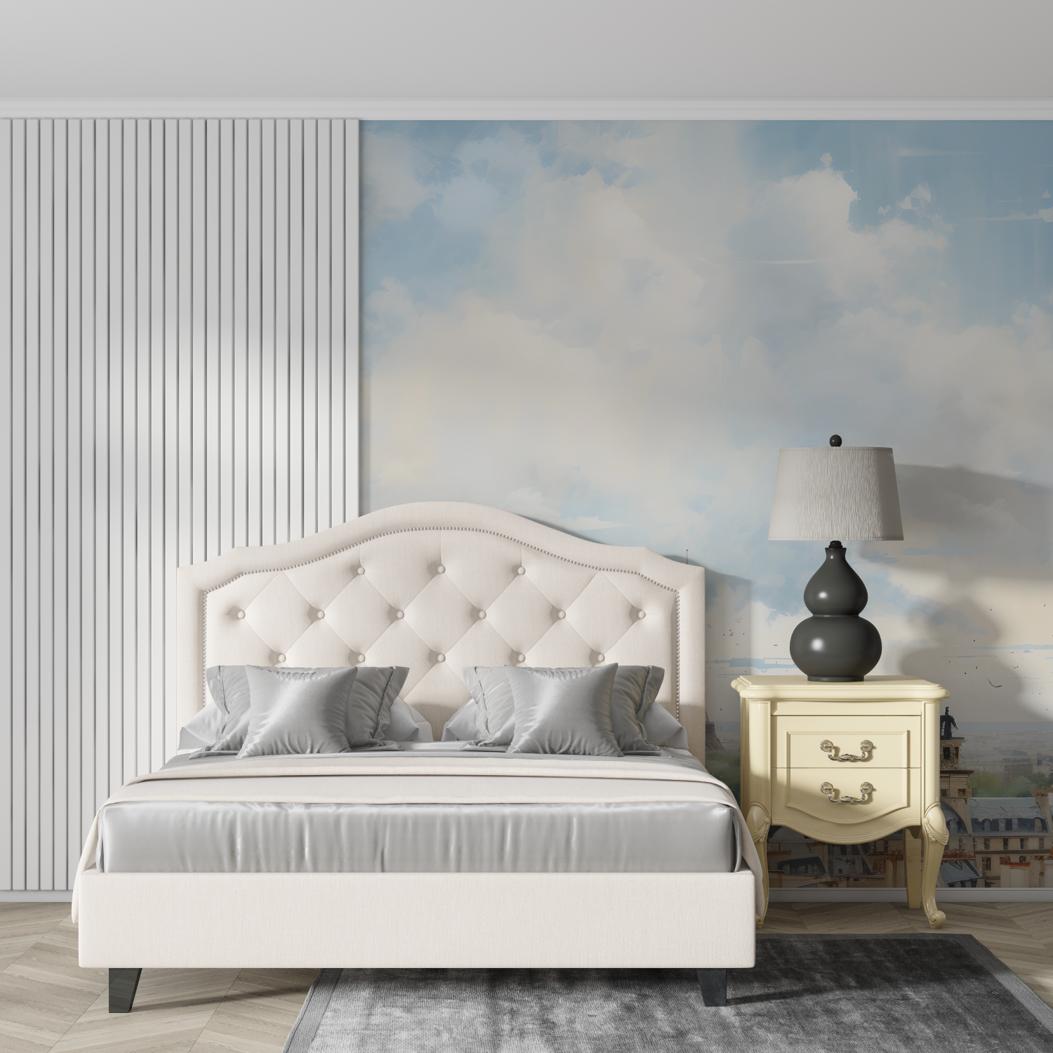 Papier peint aquarelle ciel de paris design