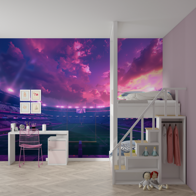 Papier peint stade de foot fille mur chambre fille