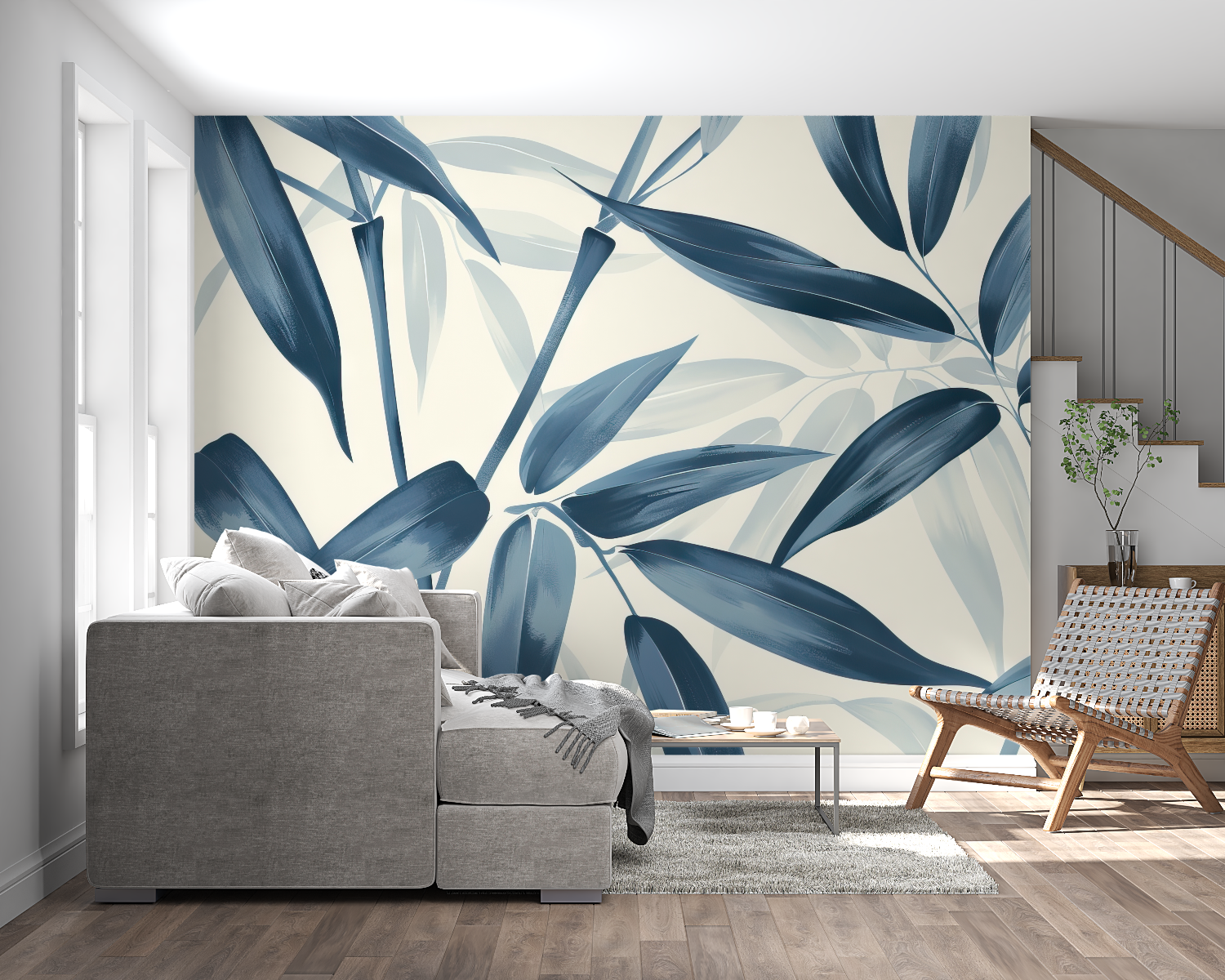 Papier Peint Bleu Canard Et Blanc - salon