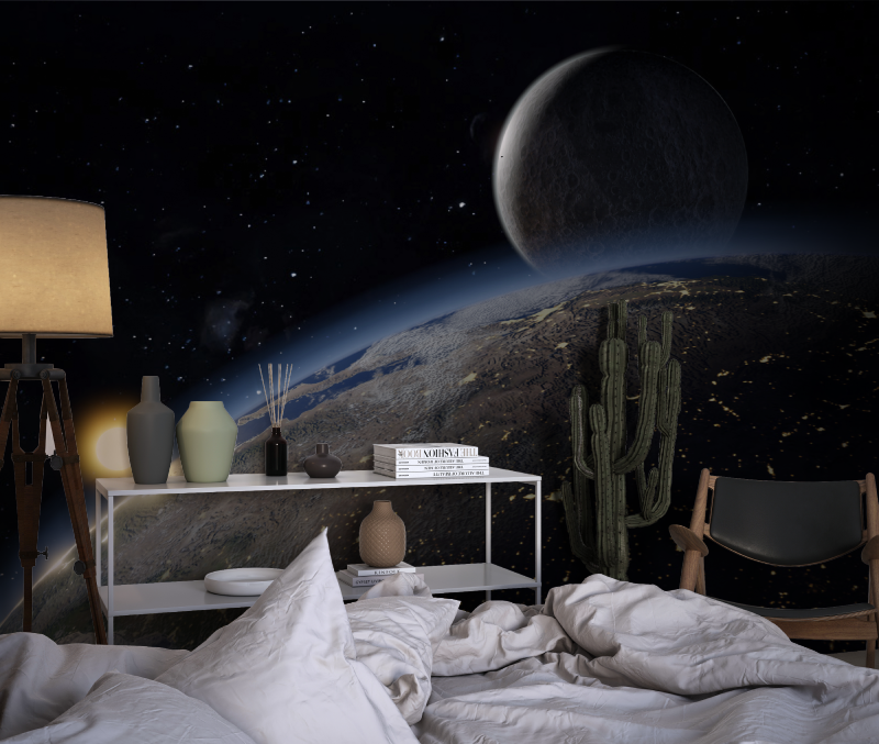 Papier peint espace terre chambre dado1
