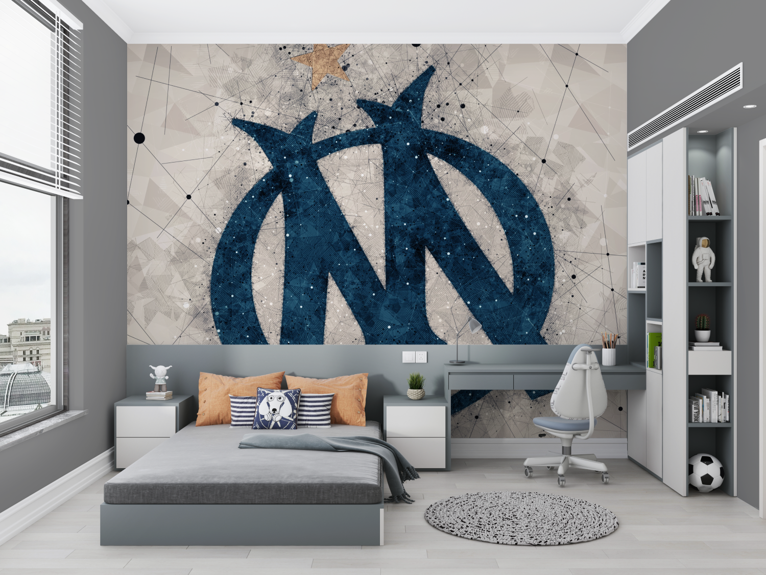 Papier peint foot marseille chambre petit