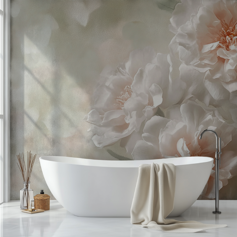 Papier peints vintage fleurs sdb