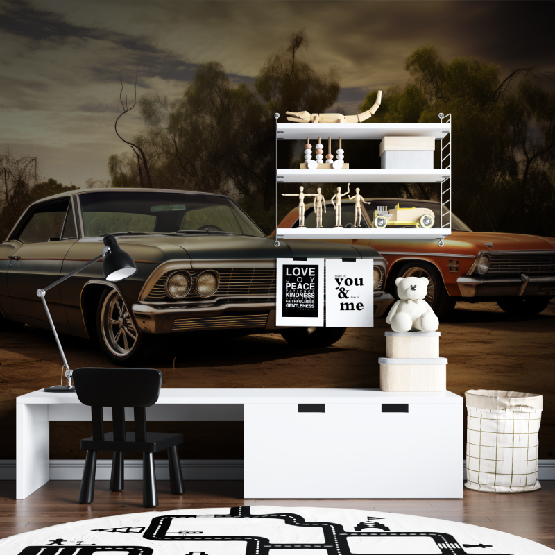 Papier peint deux vieilles voit...es tapisserie chambre ados