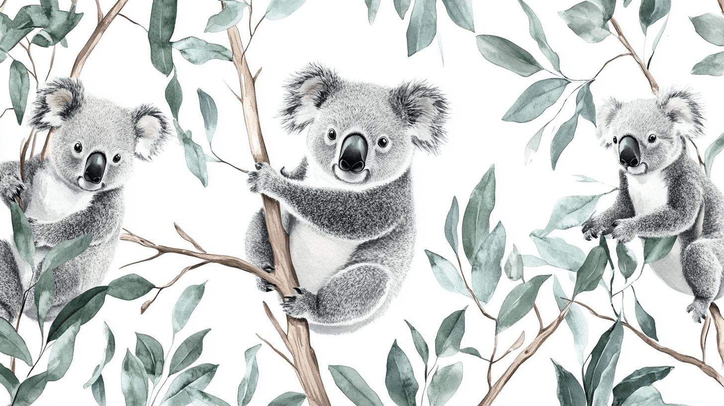 Papier Peint Koala Suspendu À Une Branche