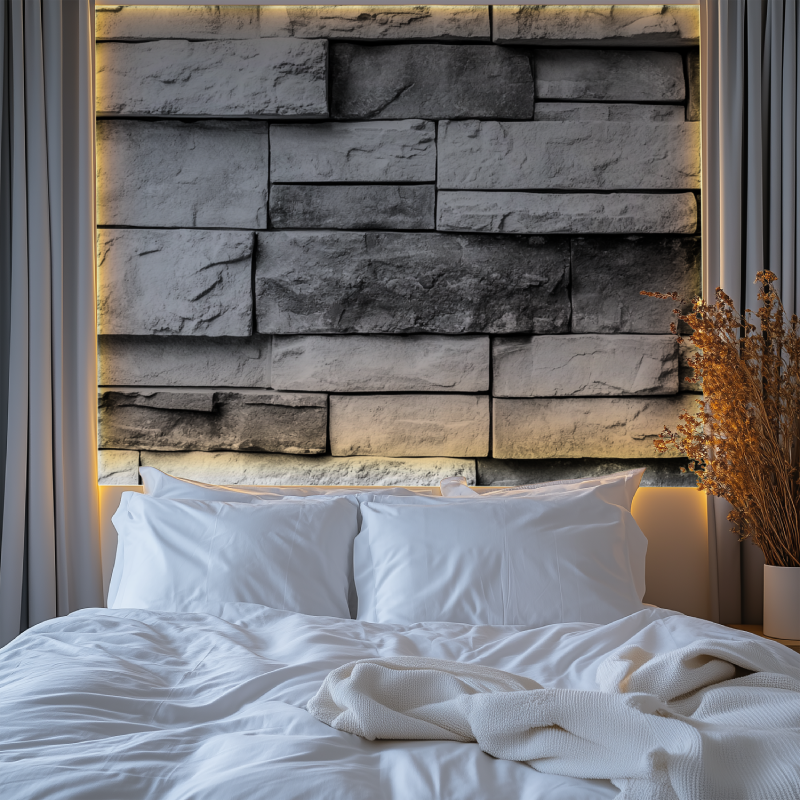 Papier peint trompe loeil gris chambre premium