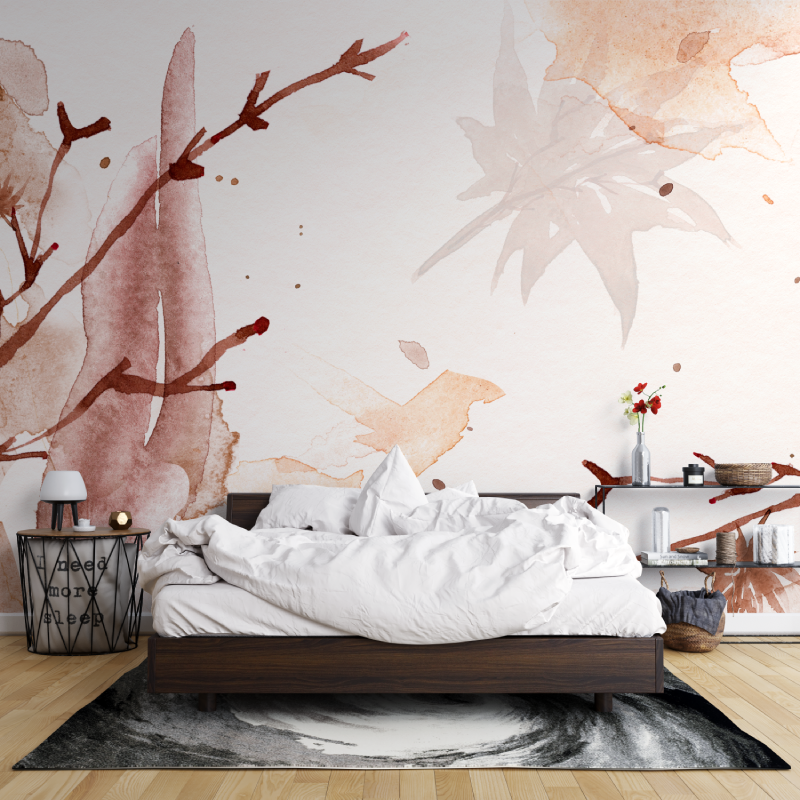 Papier peint aquarelle tendance salon leroy merlin mur
