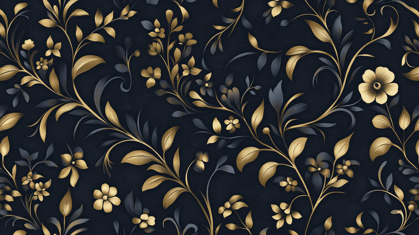 Papier Peint Fleurs Vintage Foncé