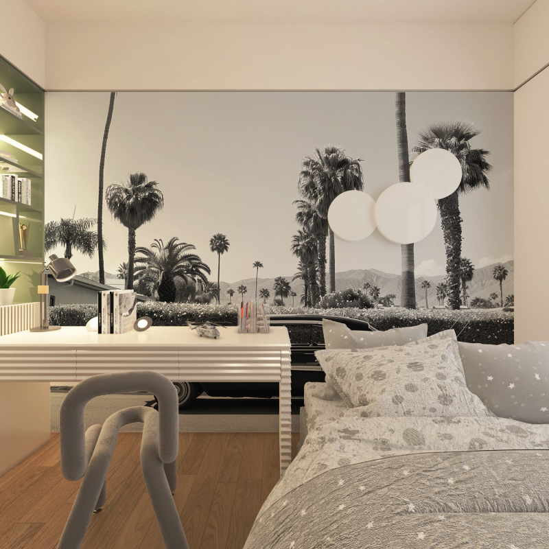 Papier peint noir et blanc voiture miami chambre adolescents