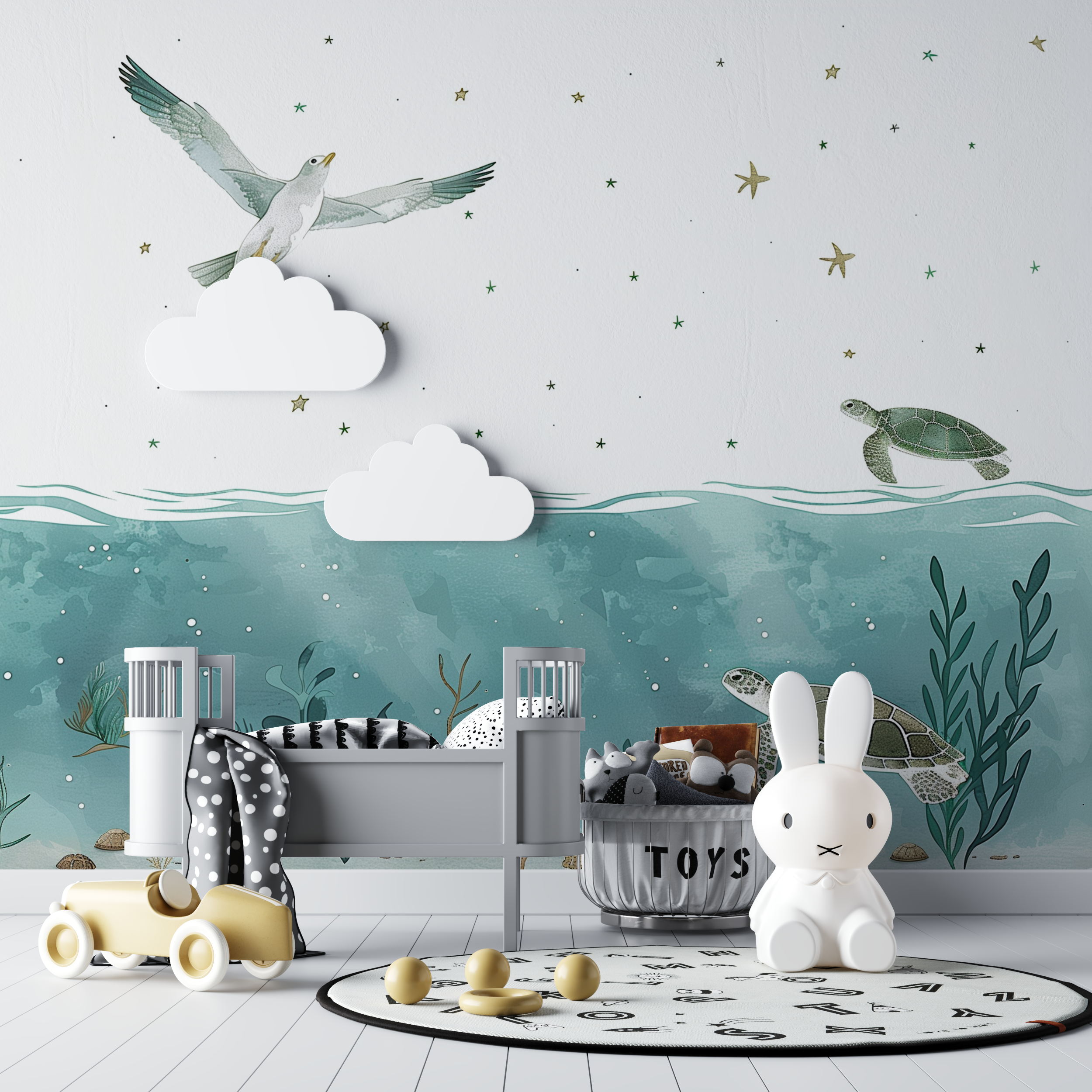 Papier peint tortue mer enfants bebe tipi