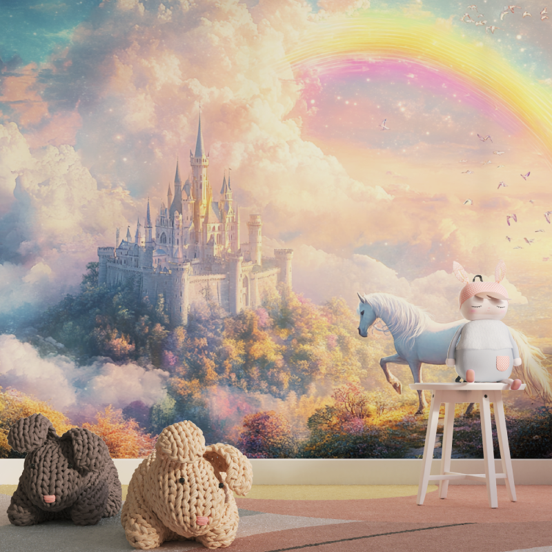 Papier peint princesse licorne ...ciel tapisserie pour fille