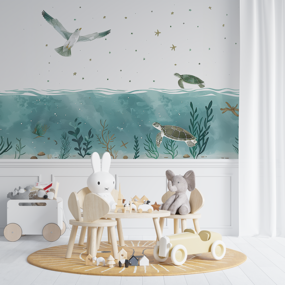 Papier peint tortue mer enfants chambre de bebe