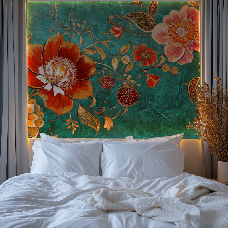 Papier peint fleur indien chambre premium