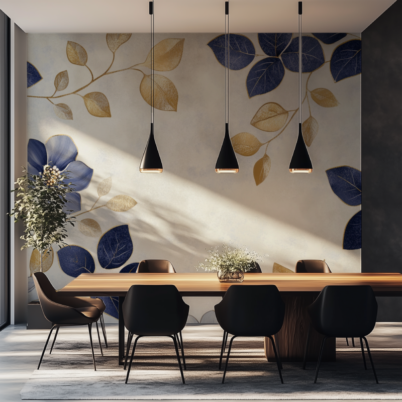 Papier peint fleur de vie salle manger tapisserie
