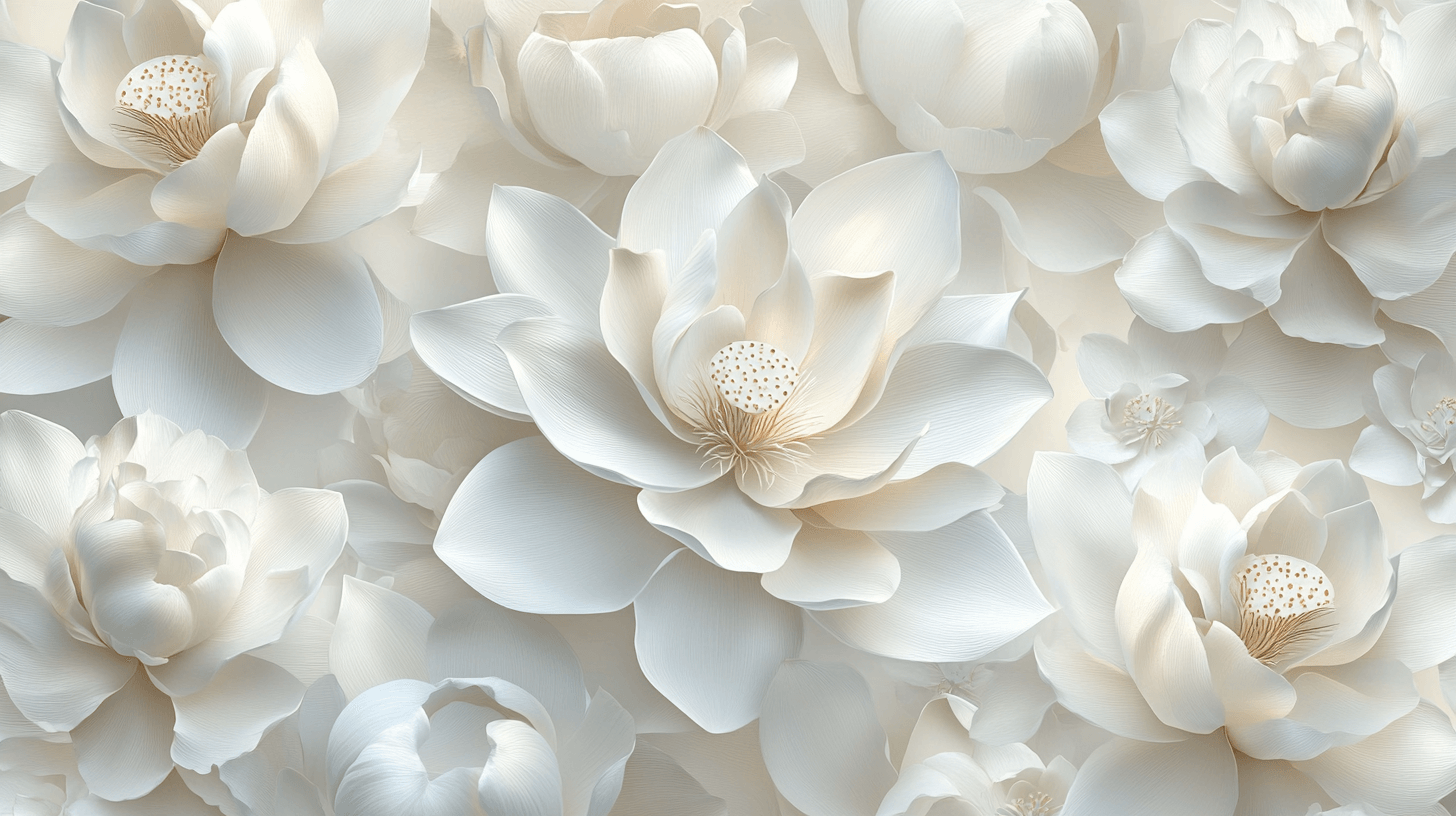 Papier Peint Aquarelle Lys Blancs Délicats