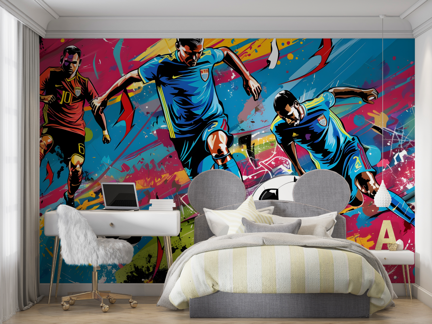 Papiers peint grafitti joueurs ...ot mur chambre panoramique