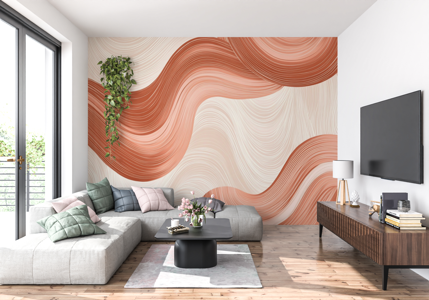 Papier peint terracotta abstrait tendance panoramique 4murs