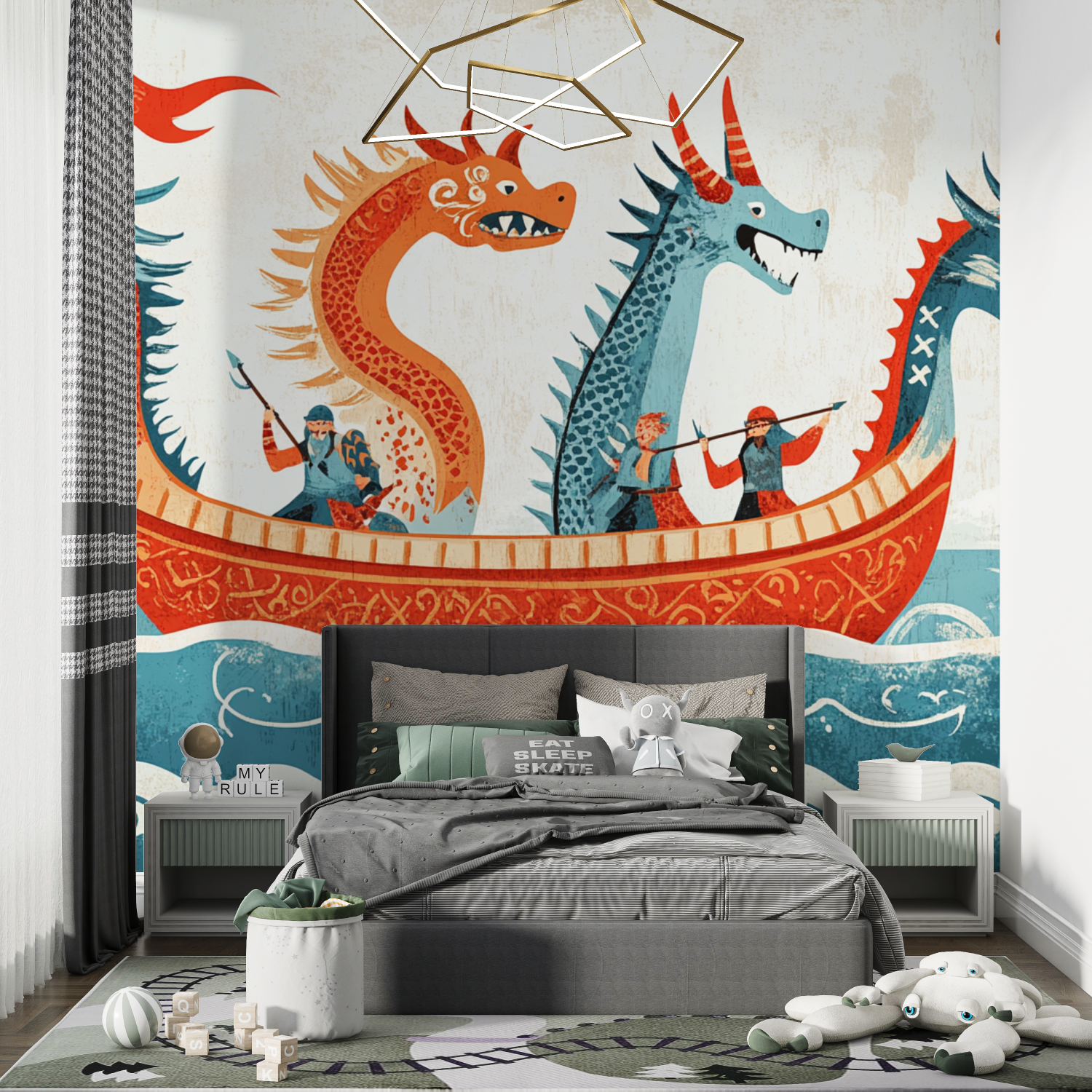 Papier peint garcon classique marin viking chambre de garcon