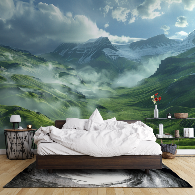 Papier peint panoramique montagne 3d leroy merlin mur