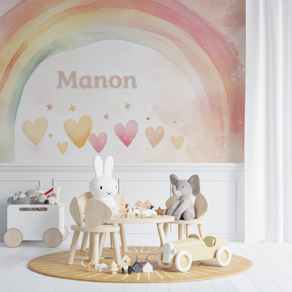 Papier peint prenom aquarelle chambre de bebe