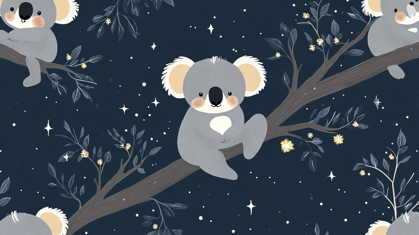 Papier Peint Koala Et Berceau D’étoiles