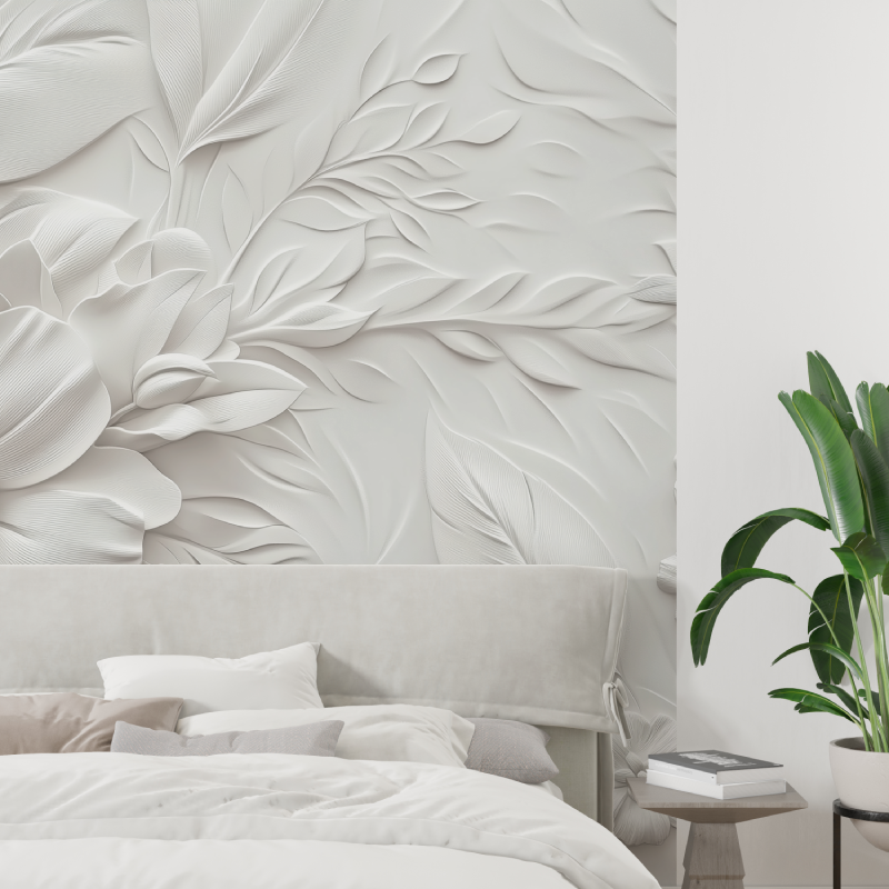Esthetic white flowers mural wallpaper tapisserie tendance
