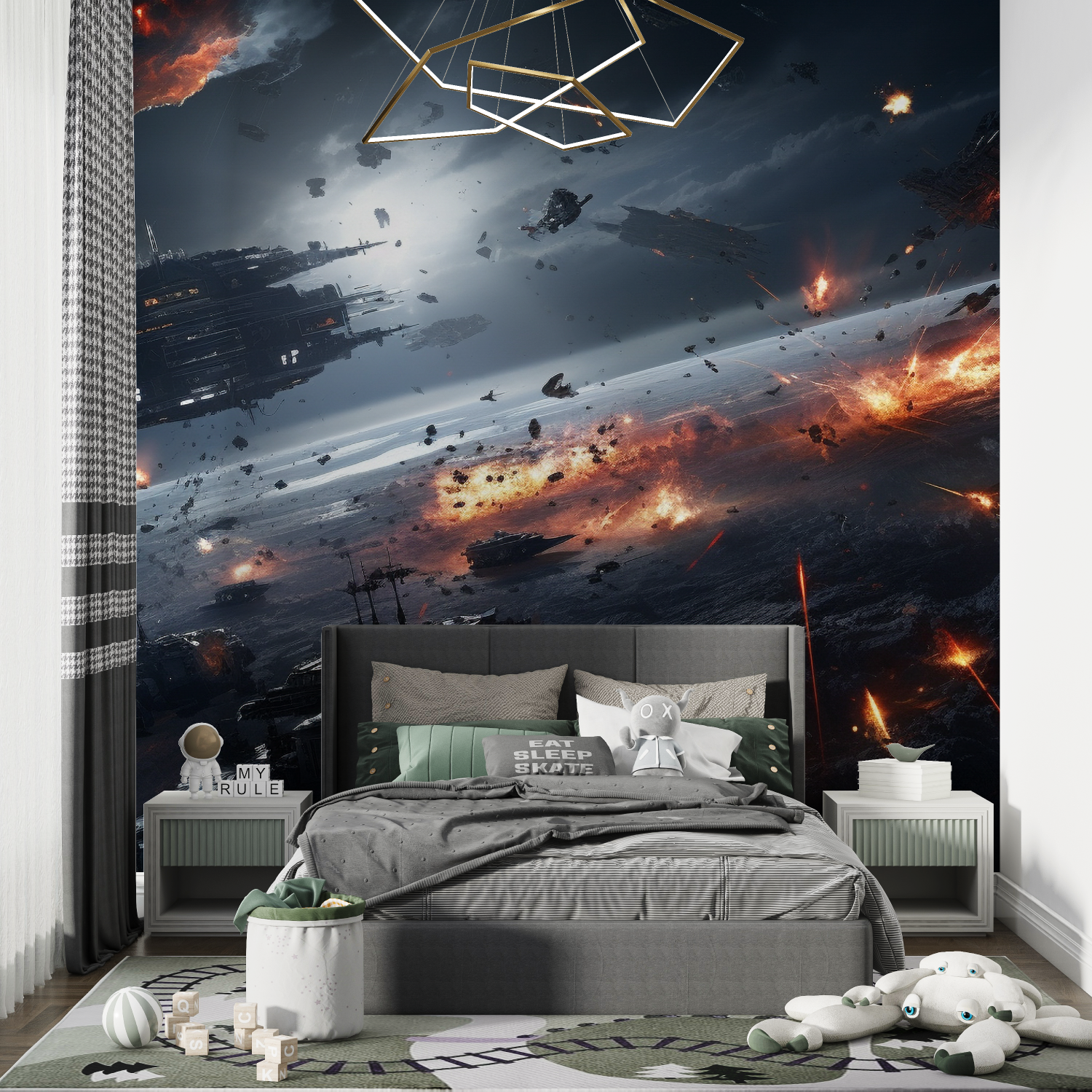 Papier peint bataille star wars chambre de garcon
