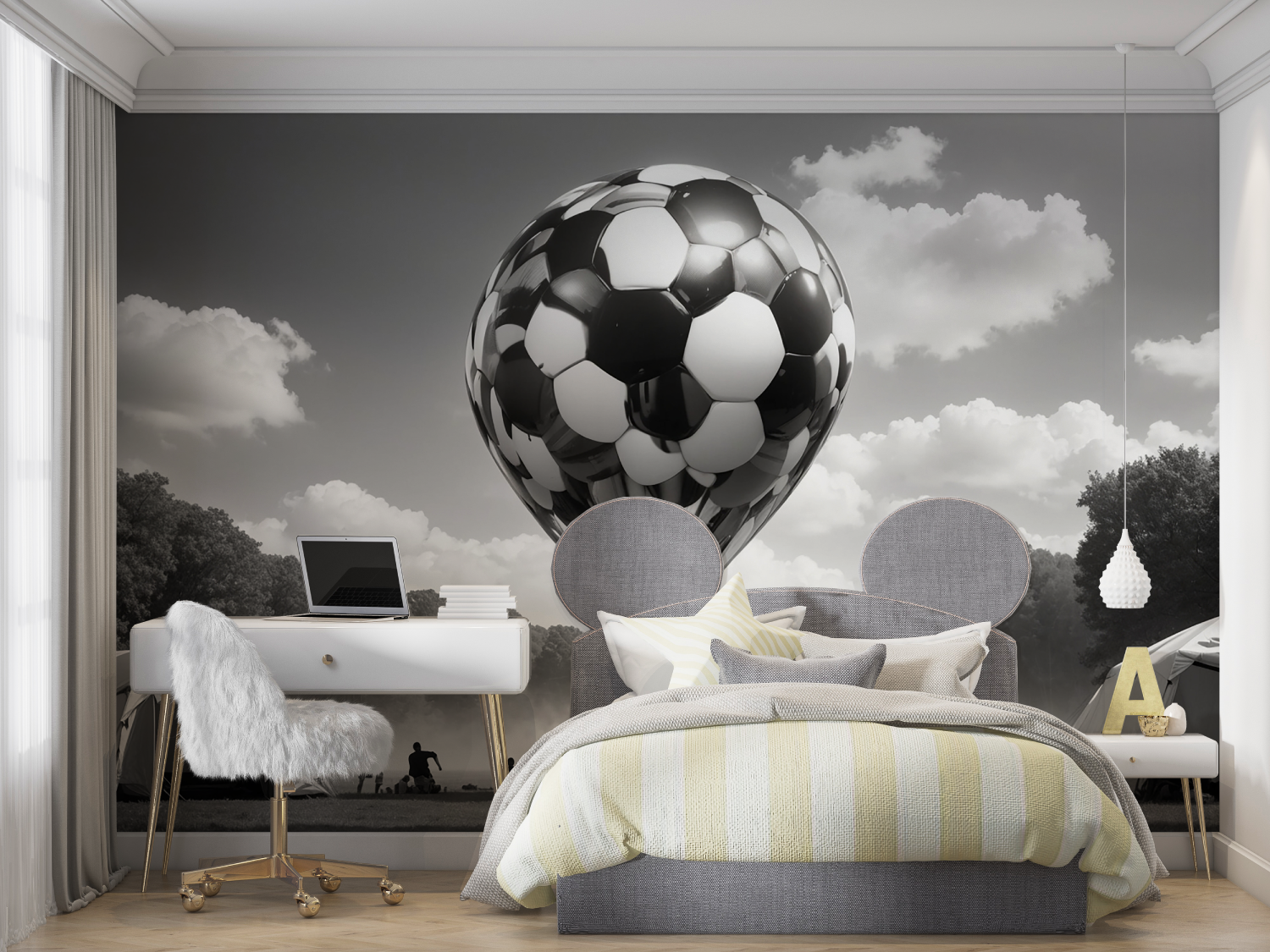 Papiers peint ballon de foot mo...nc mur chambre panoramique
