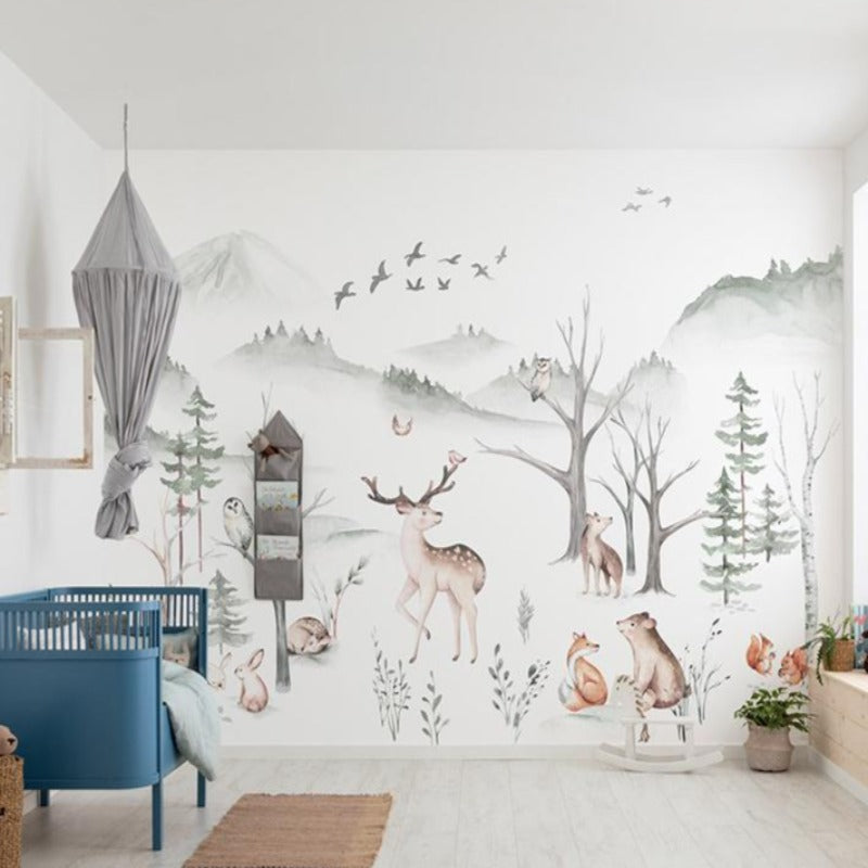 Dieren Behang <br/> Herten en Wit Bos