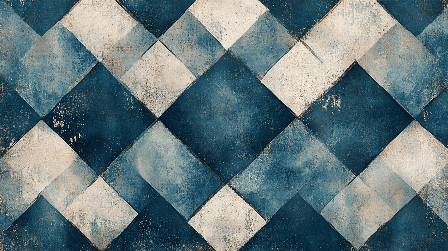 Papier Peint Vintage Losange Bleu
