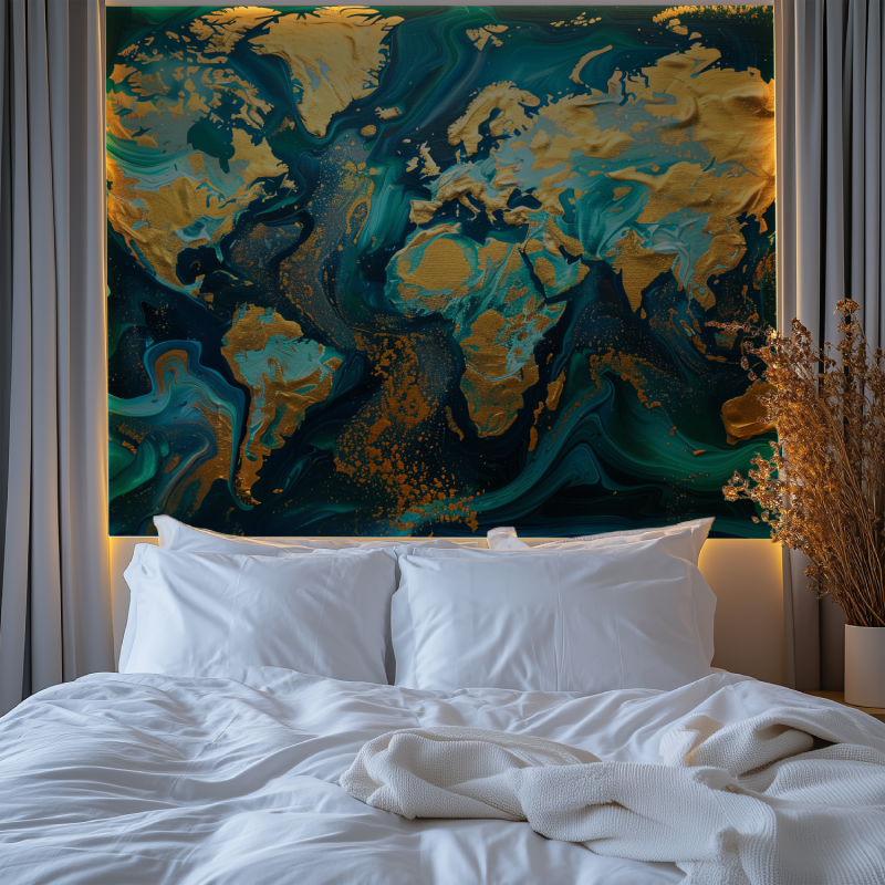 Papier peint carte du monde des...leu canard chambre tendanc