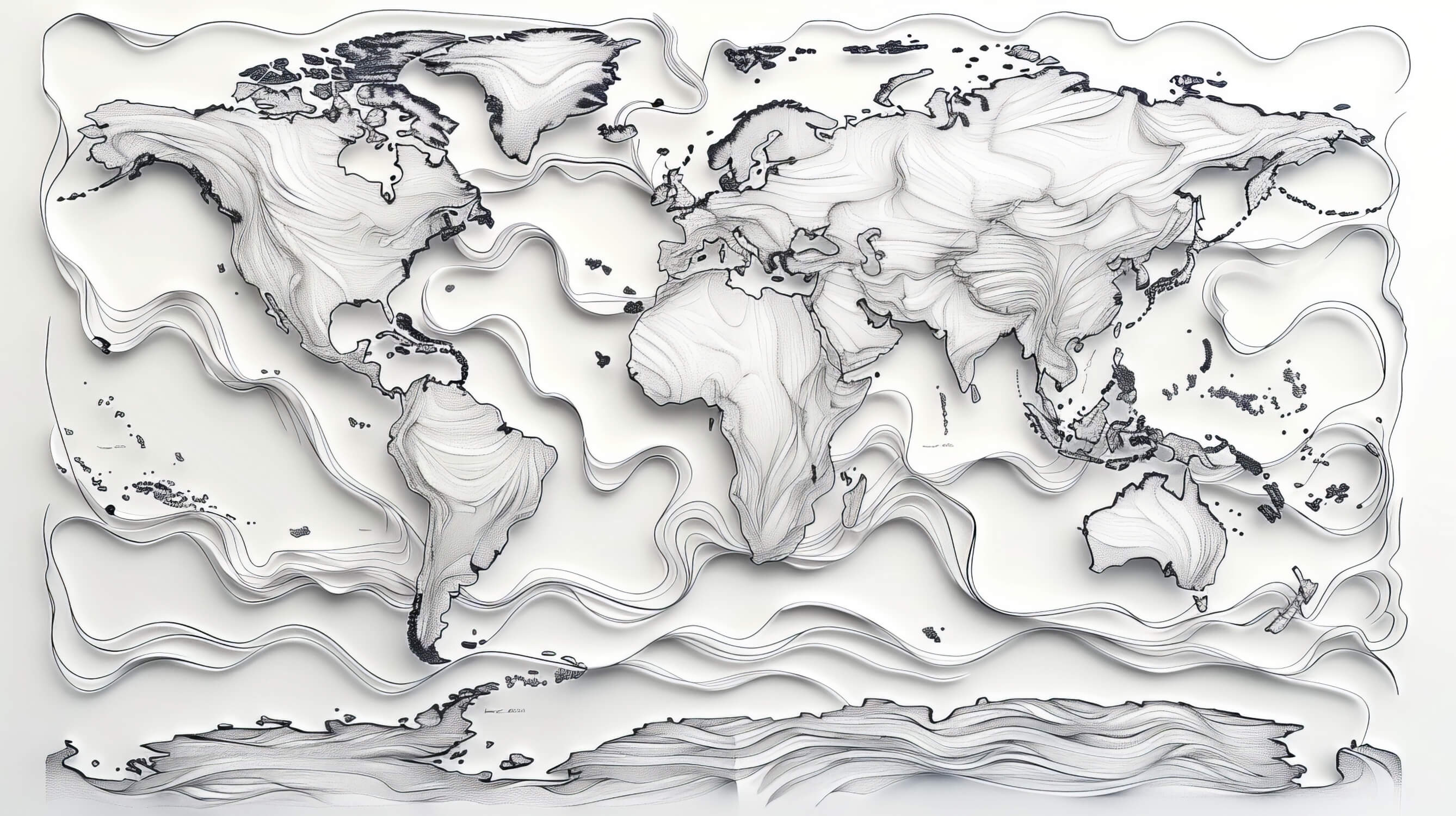 Papier Peint Carte Du Monde Noir Et Blanc Design