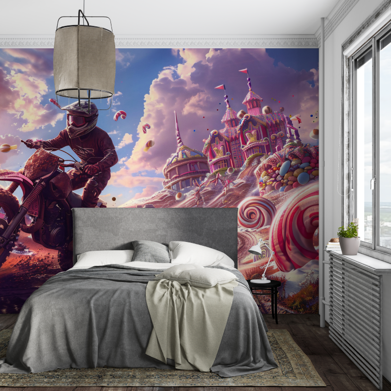 Papier peint 3d chambre ado motocross piece ados