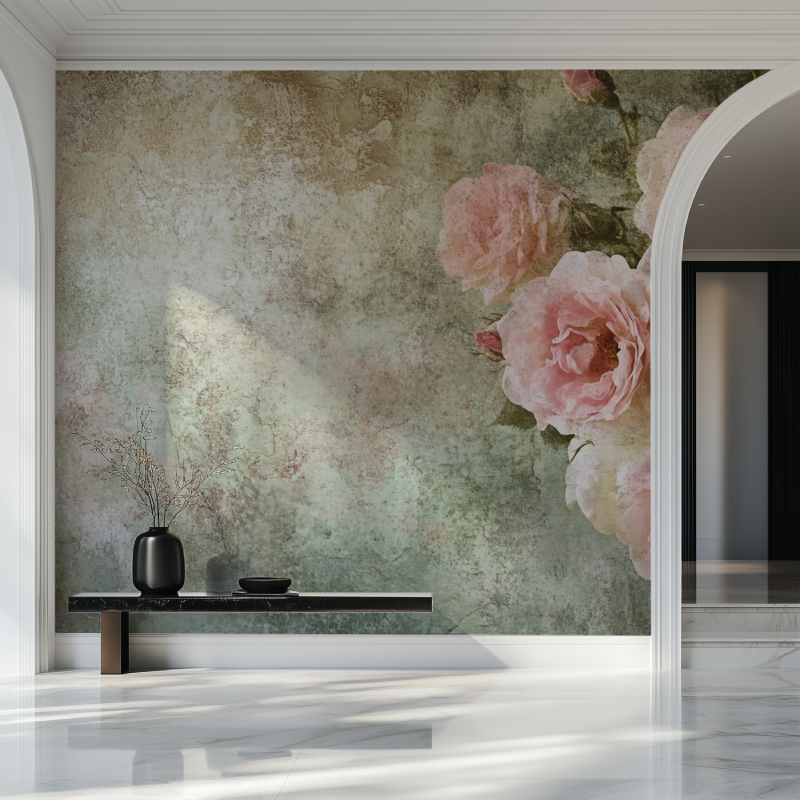 Papier peint fleur vintage salon beau