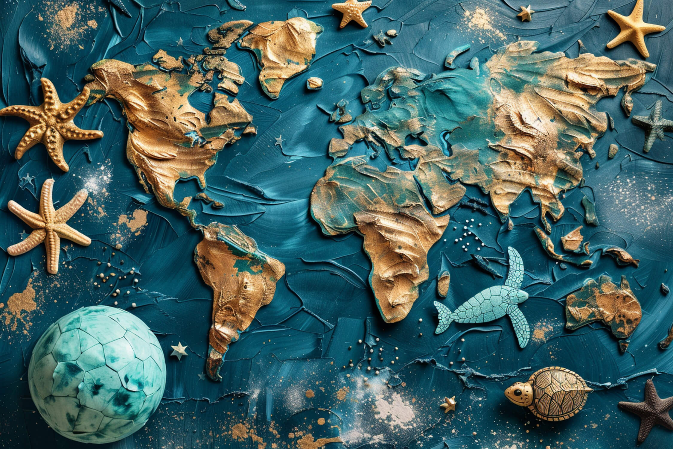 Papier Peint Carte Du Monde Marin