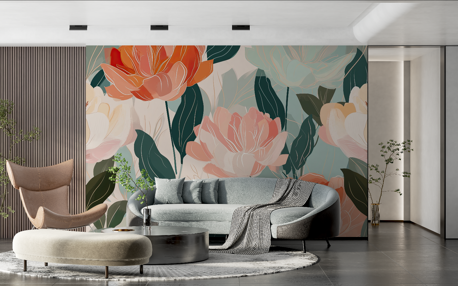 Papier peint aquarelle design floral tendance 2024