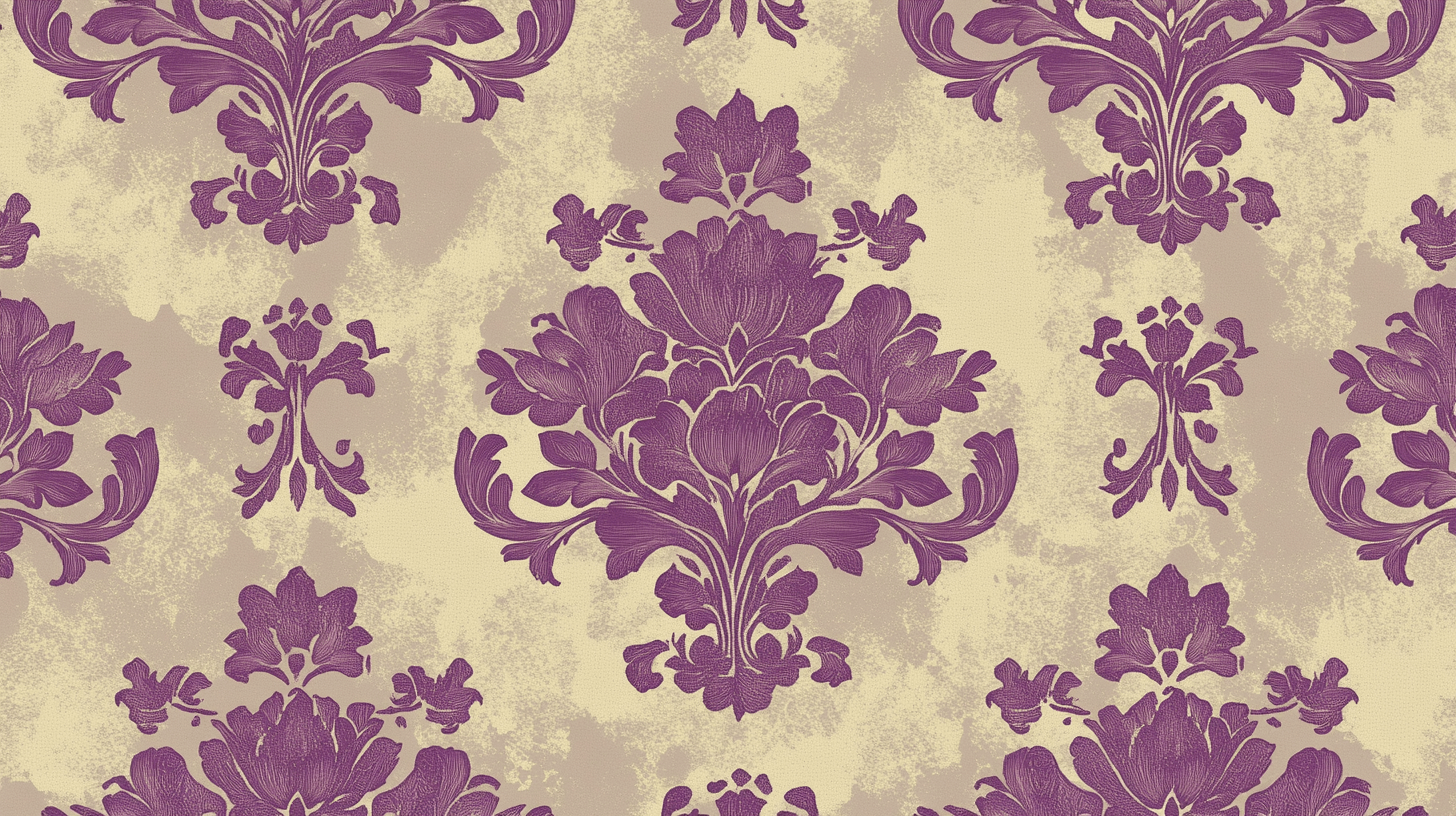 Papier Peint Vintage Mauve Vert