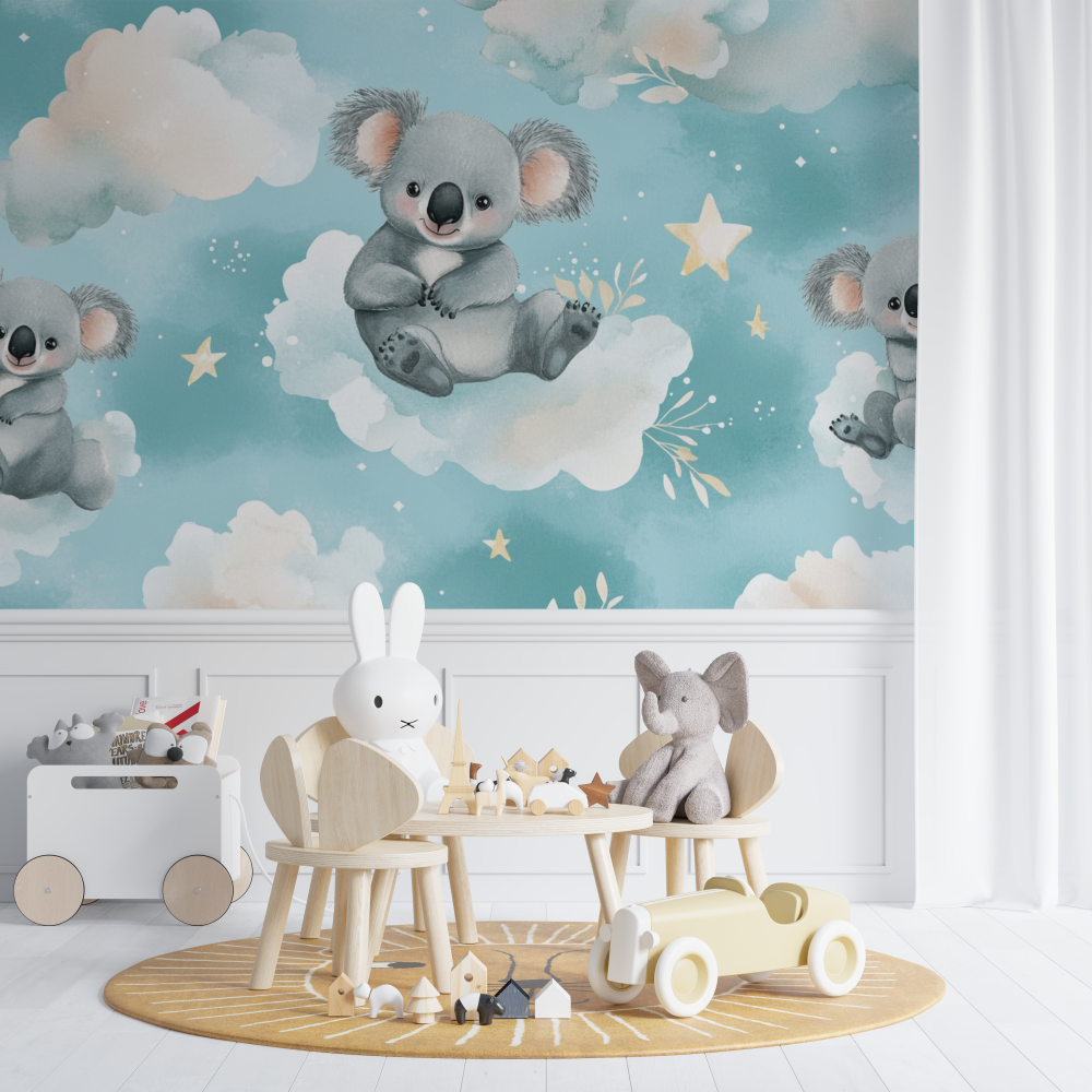 Papier peint koala dans une bulle de reve chambre de bebe