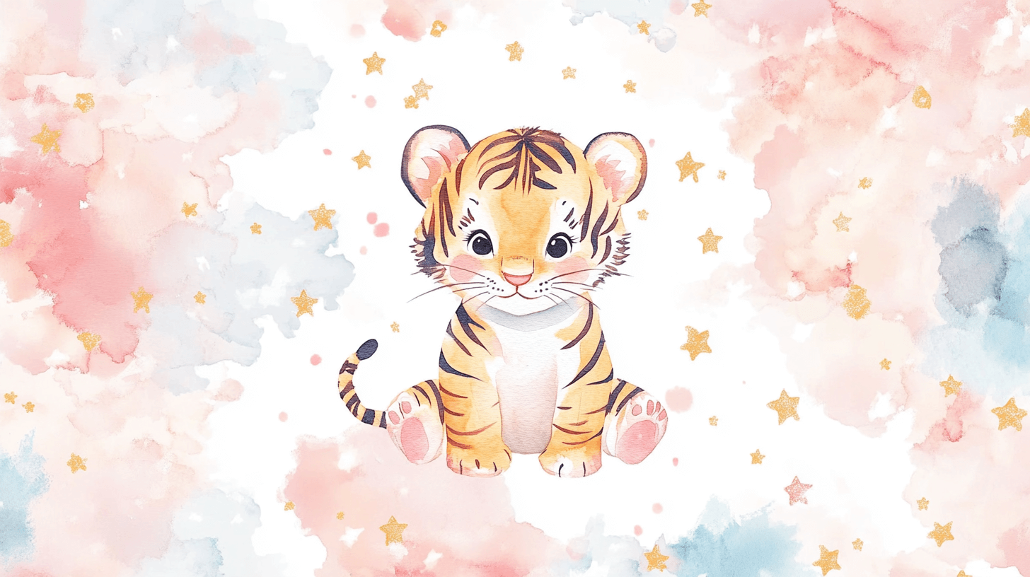 Papier Peint Tigre Et Étoiles Filantes