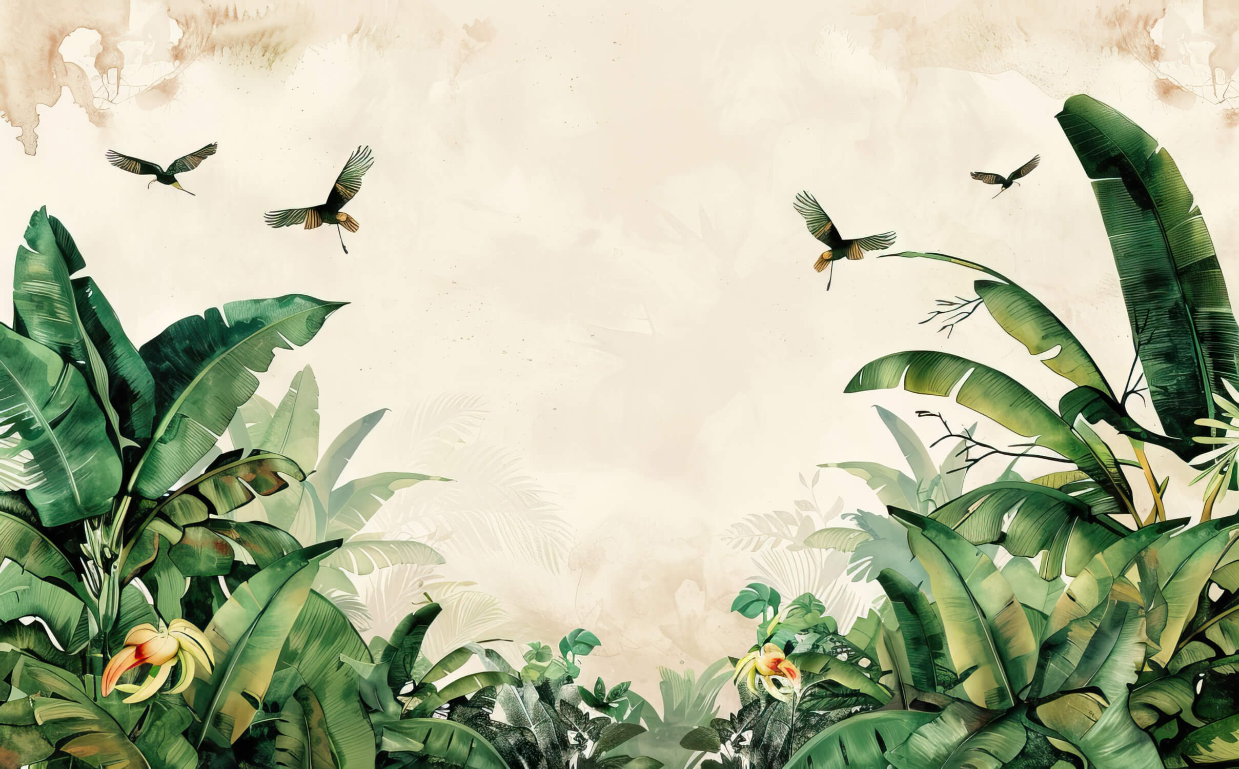 Papier Peint Aquarelle Jungle Panoramique