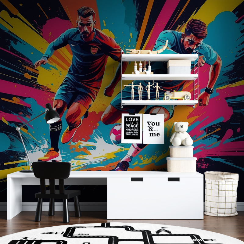 Papiers peint ballon de foot gr...ti tapisserie chambre ados