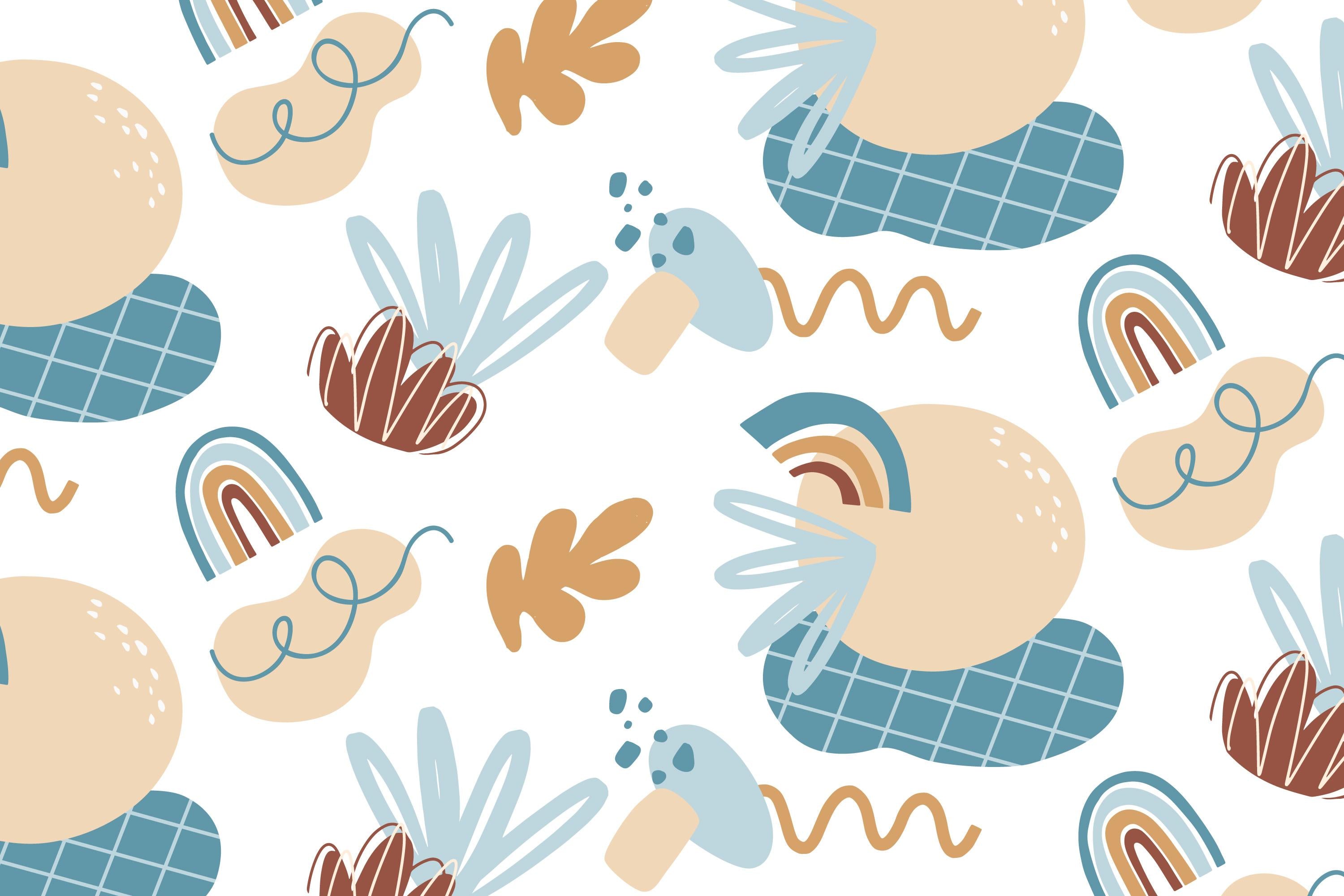 Papier peint bébé formes abstraites bleu