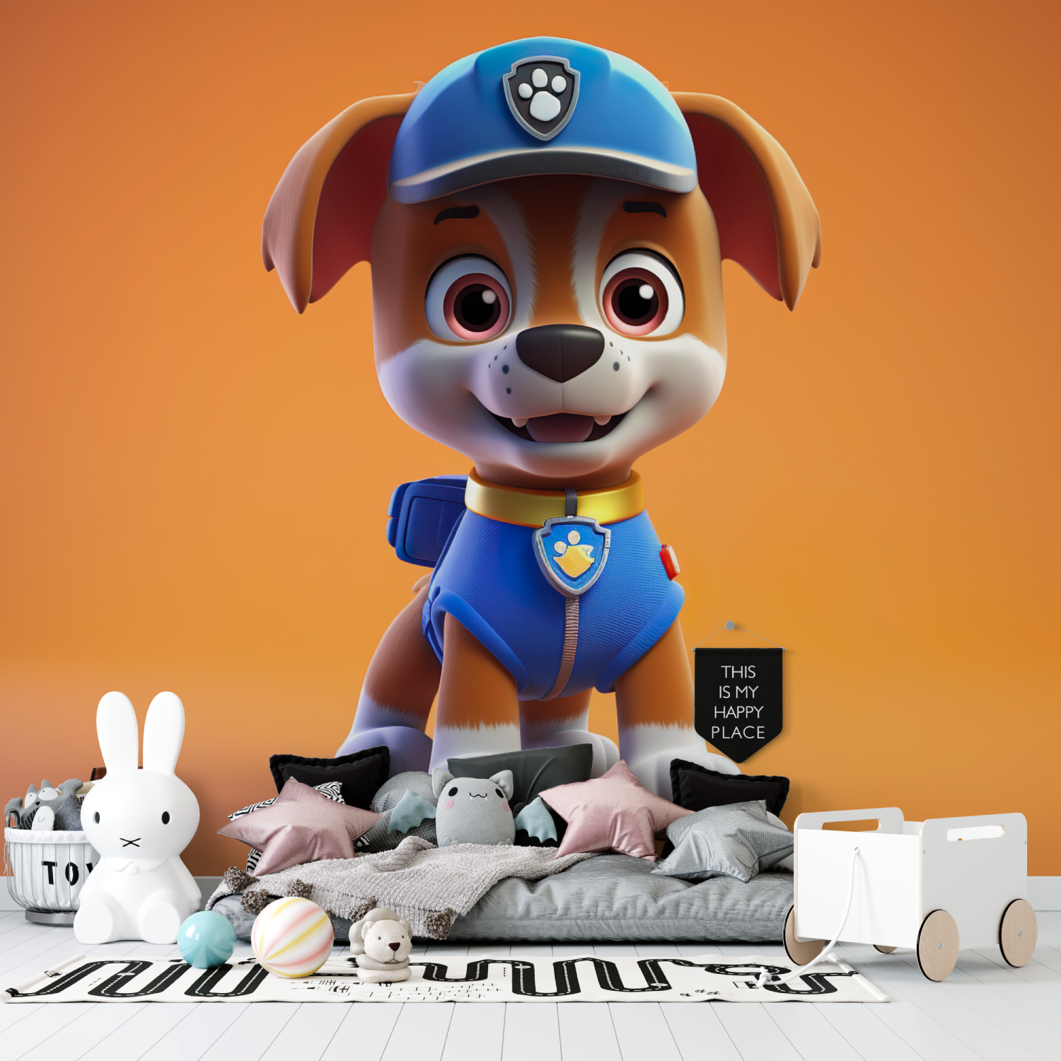 Papier peint pat patrouille orange tapisserie garcon