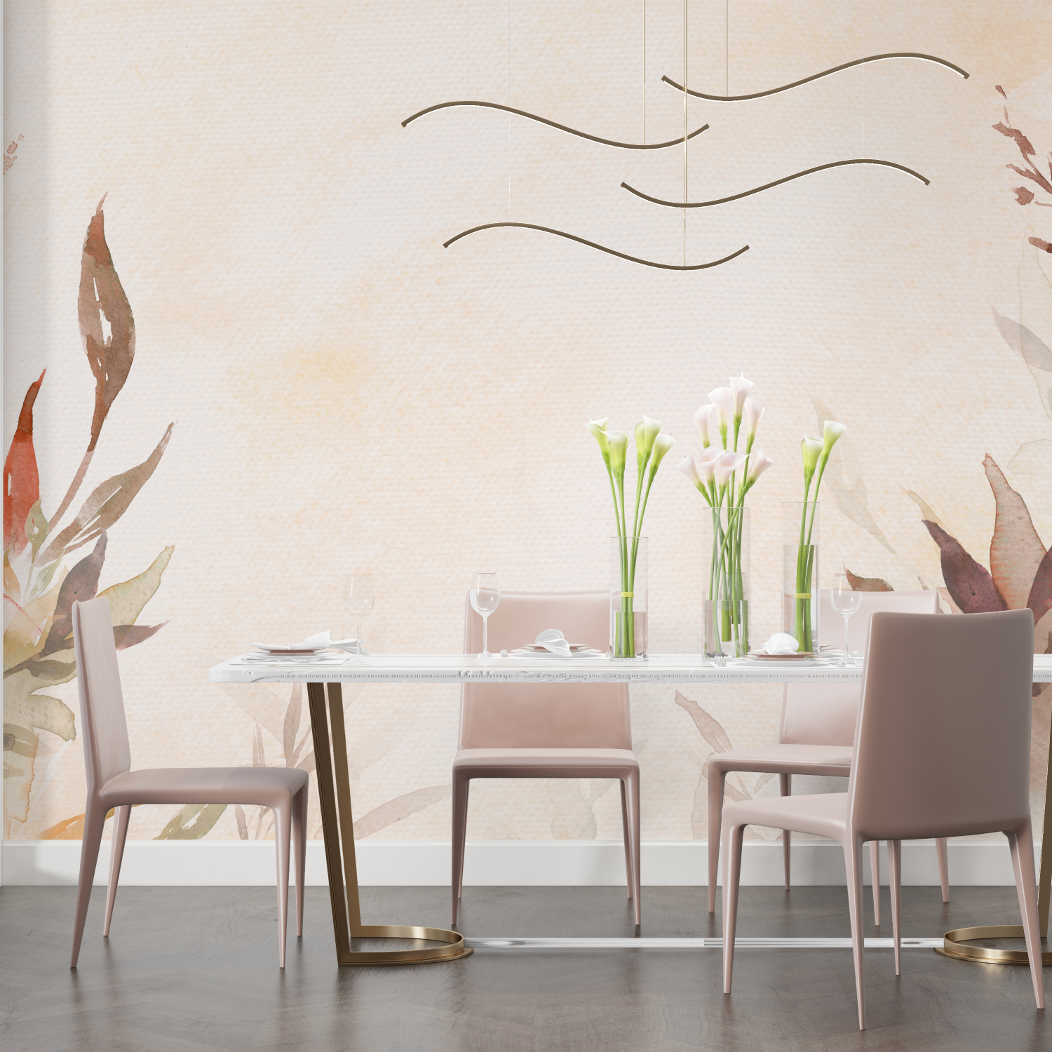 Papier peint aquarelle degrade terracotta salon