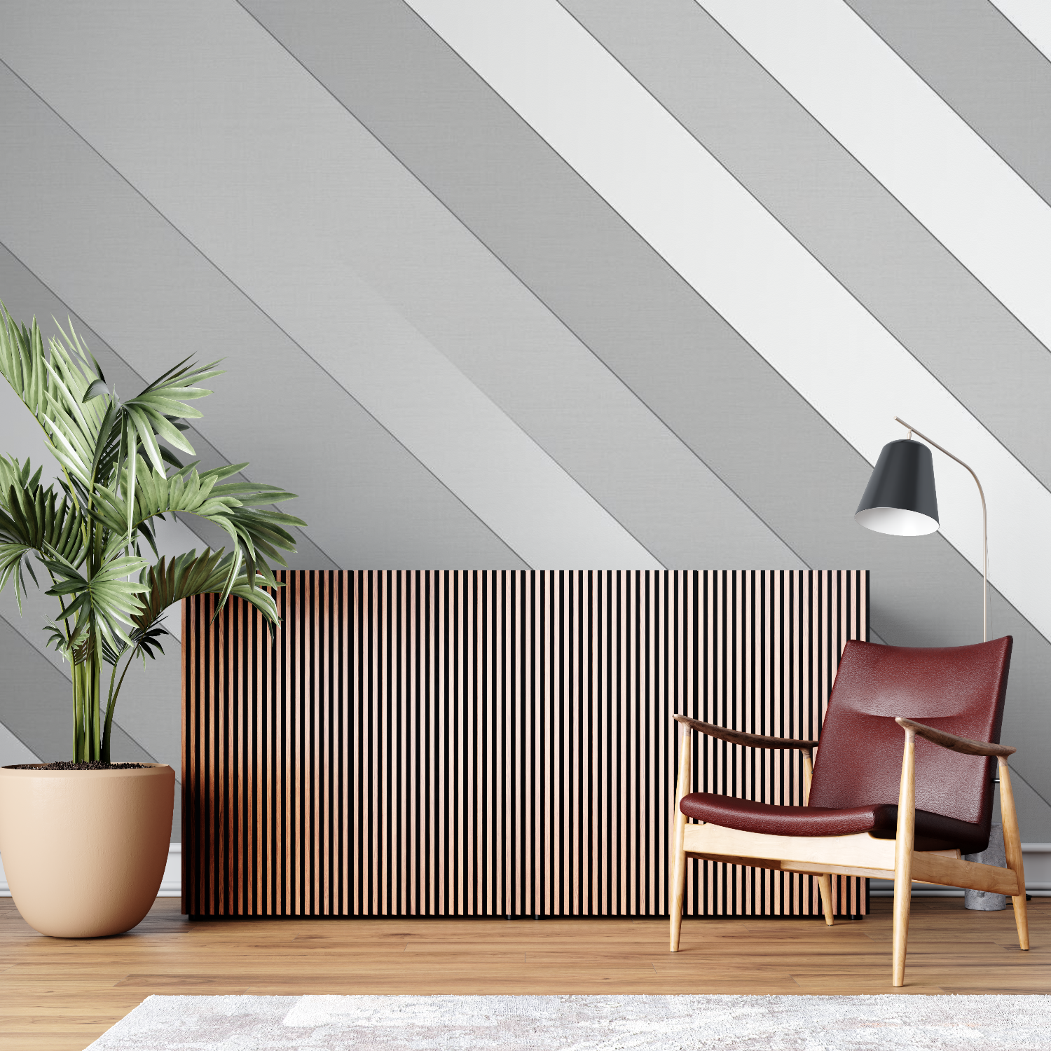 Moderne Gris Papier Peint Salon - pano mural