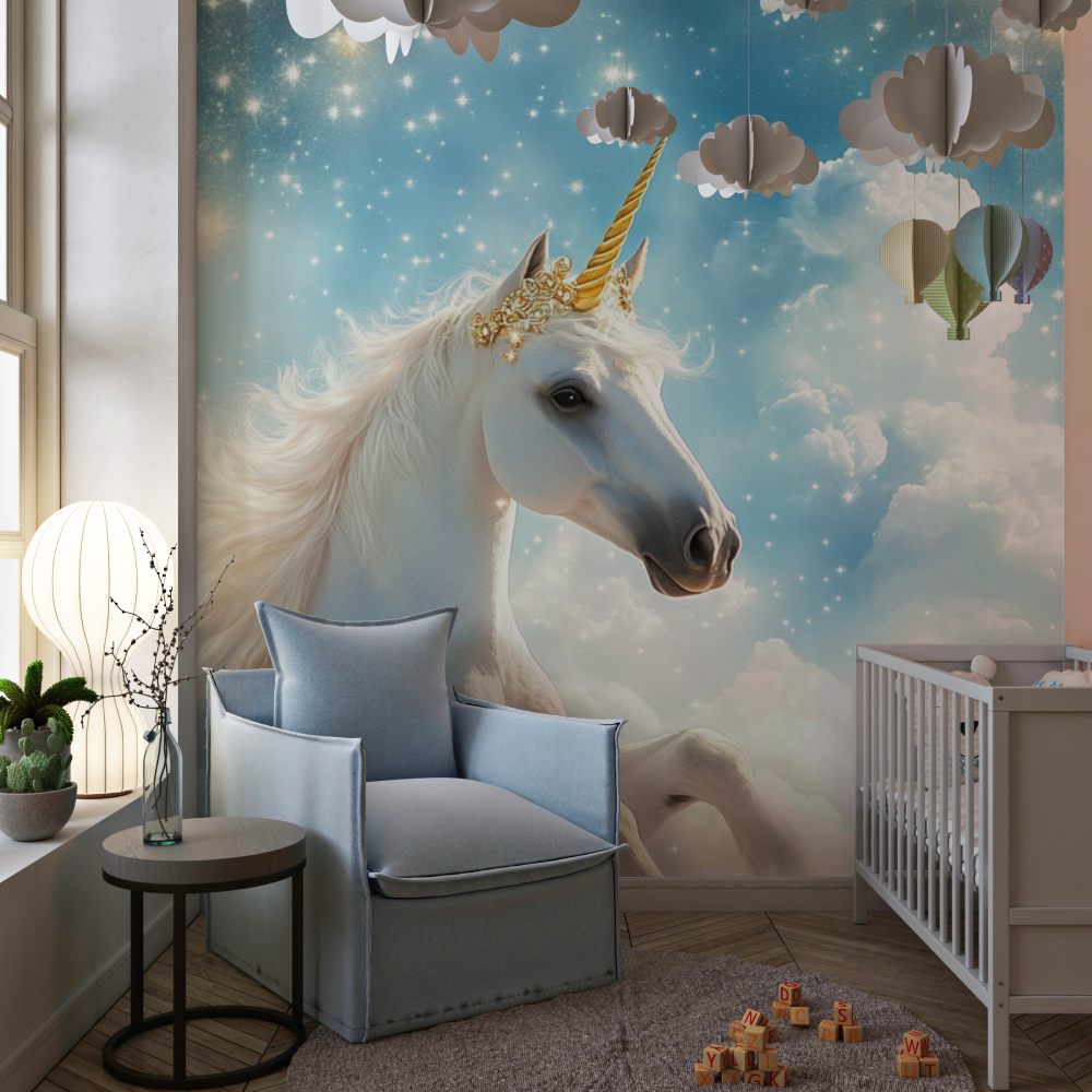 Papier peint princesse licorne des etoiles chambre de fille
