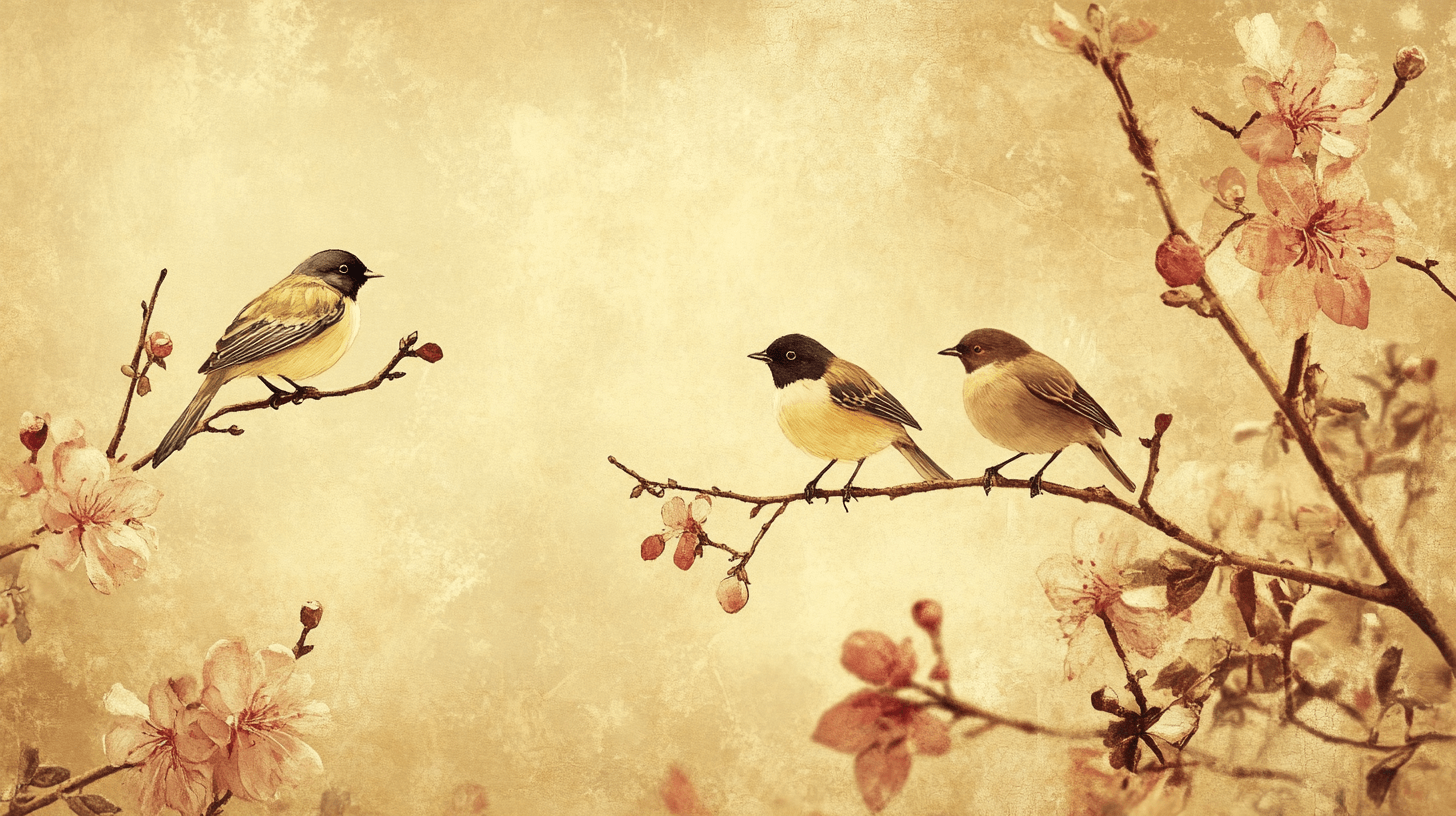 Papier Peint Vintage Fleur Et Oiseau