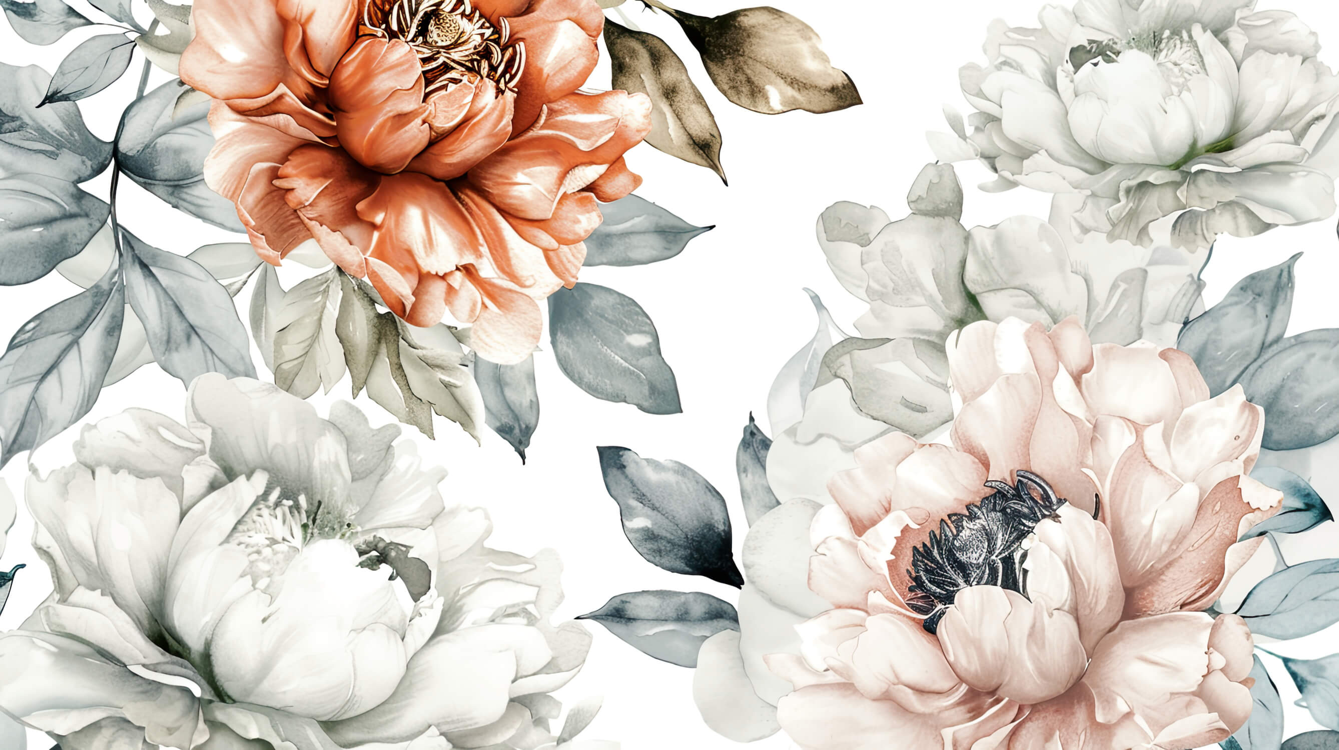 Papier Peint Aquarelle Grosses Fleurs