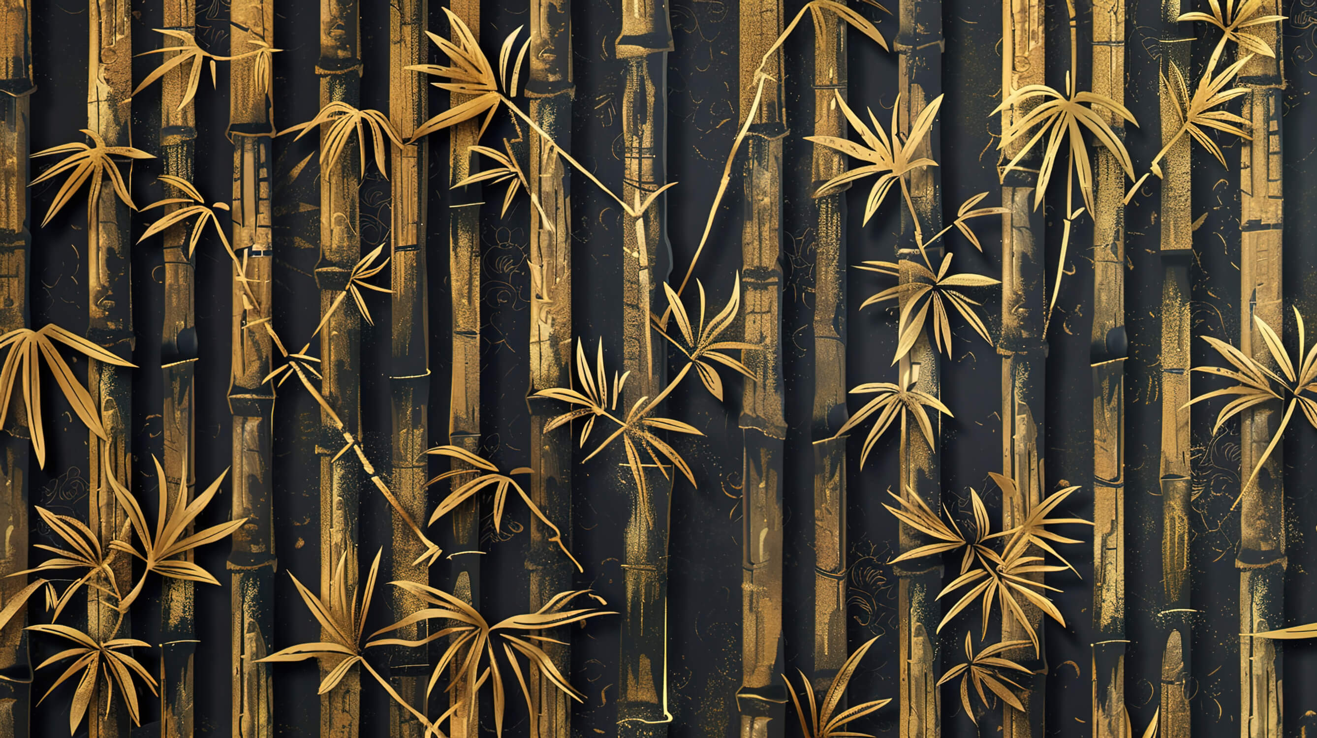 Papier Peint Bambou Doré Salle De Bain